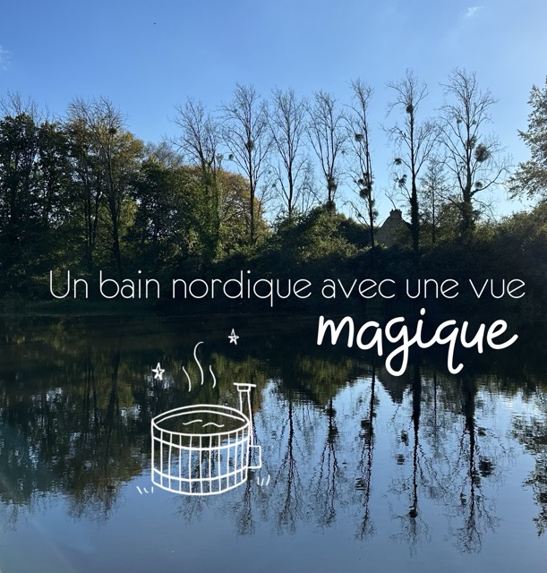 Bain nordique au feu de bois avec vue sur l'étang – Les Reflets Roz, Bretagne